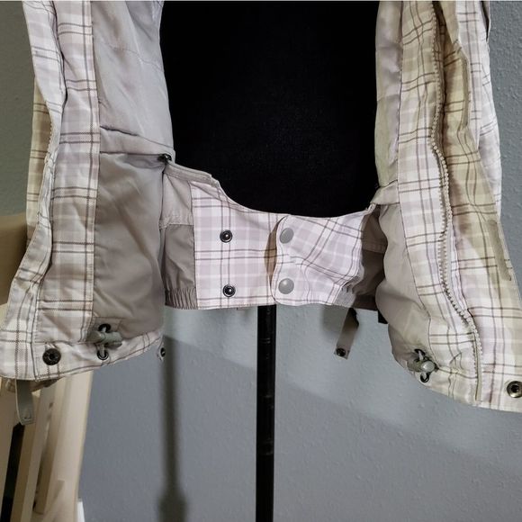 Burton Plaid Ski & Snow Jacket - Cream and Gray - Picture 5 of 9